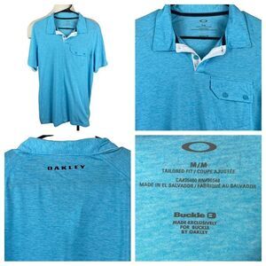 Men's Oakley Tailored‎ Fit Light Blue Heather Polo Medium